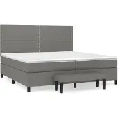 vidaXL Letto a molle con materasso grigio scuro 200x200 cm in tessuto