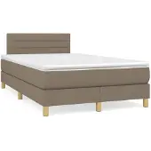vidaXL Letto a molle con materasso Taupe 120x200 cm in tessuto
