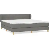 vidaXL Letto a molle con materasso grigio scuro 180x200 cm in tessuto