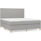 vidaXL Letto a molle con materasso grigio chiaro 160x200 cm in tessuto