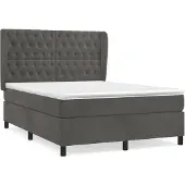 vidaXL Letto a molle con materasso grigio scuro 140x190 cm in velluto