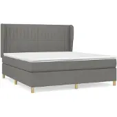 vidaXL Letto a molle con materasso grigio scuro 160x200 cm in tessuto