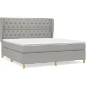 vidaXL Letto a molle con materasso grigio chiaro 160x200 cm in tessuto
