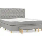 vidaXL Letto a molle con materasso grigio chiaro 180x200 cm in tessuto