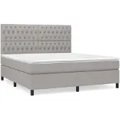 vidaXL Letto a molle con materasso grigio chiaro 180x200 cm in tessuto