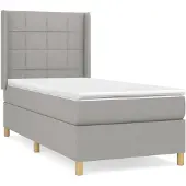 vidaXL Letto a molle con materasso grigio chiaro 80x200 cm in tessuto