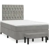 vidaXL Letto a molle con materasso grigio chiaro 120x200 cm in velluto