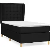 vidaXL Letto a molle con materasso nero 80x200 cm in tessuto