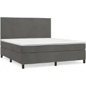 vidaXL Letto a molle con materasso grigio scuro 180x200 cm in velluto