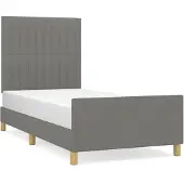 vidaXL Struttura letto senza materasso grigio scuro 90x190 cm tessuto