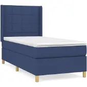 vidaXL Letto a molle con materasso blu 80x200 cm in tessuto