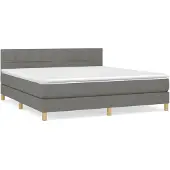 vidaXL Letto a molle con materasso grigio scuro 180x200 cm in tessuto