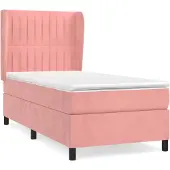 vidaXL Letto a molle con materasso rosa 80x200 cm in velluto