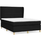 vidaXL Letto a molle con materasso nero 140x200 cm in tessuto