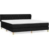vidaXL Letto a molle con materasso nero 160x200 cm in tessuto