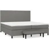 vidaXL Letto a molle con materasso grigio scuro 200x200 cm in tessuto
