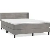 vidaXL Letto a molle con materasso grigio chiaro 140x200 cm in velluto