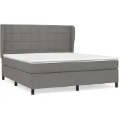 vidaXL Letto a molle con materasso grigio scuro 160x200 cm in tessuto