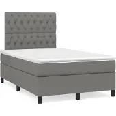 vidaXL Letto a molle con materasso grigio scuro 120x200 cm in tessuto