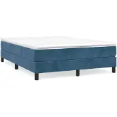 vidaXL Letto a molle con materasso blu scuro 140x200 cm in velluto