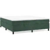 vidaXL Letto a molle con materasso verde scuro 200x200 cm in velluto
