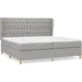 vidaXL Letto a molle con materasso grigio chiaro 200x200 cm in tessuto