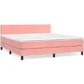 vidaXL Letto a molle con materasso rosa 180x200 cm in velluto
