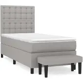 vidaXL Letto a molle con materasso grigio chiaro 80x200 cm in tessuto