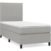 vidaXL Letto a molle con materasso grigio chiaro 90x190 cm in tessuto