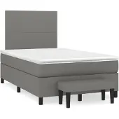 vidaXL Letto a molle con materasso grigio scuro 120x200 cm in tessuto
