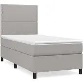 vidaXL Letto a molle con materasso grigio chiaro 90x200 cm in tessuto