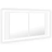 vidaXL Mobile specchio bagno LED bianco 90x12x45 cm acrilico
