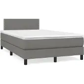 vidaXL Letto a molle con materasso grigio scuro 120x200 cm in tessuto