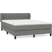 vidaXL Letto a molle con materasso grigio scuro 140x200 cm in tessuto