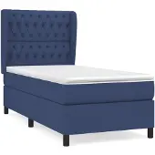vidaXL Letto a molle con materasso blu 90x190 cm in tessuto