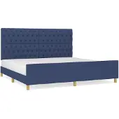 vidaXL Struttura letto con testiera in tessuto blu 200x200 cm