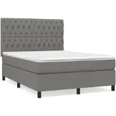 vidaXL Letto a molle con materasso grigio scuro 140x200 cm in tessuto