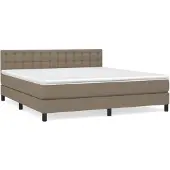vidaXL Letto a molle con materasso Taupe 160x200 cm in tessuto