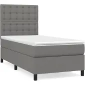 vidaXL Letto a molle con materasso grigio scuro 80x200 cm in tessuto