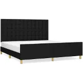 vidaXL Giroletto con testiera in tessuto nero 180x200 cm
