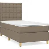 vidaXL Letto a molle con materasso Taupe 80x200 cm in tessuto