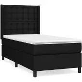 vidaXL Letto a molle con materasso nero 100x200 cm in tessuto