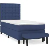 vidaXL Letto a molle con materasso blu 90x190 cm in tessuto