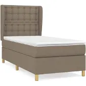 vidaXL Letto a molle con materasso Taupe 100x200 cm in tessuto