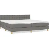 vidaXL Letto a molle con materasso grigio scuro 200x200 cm in tessuto