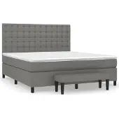 vidaXL Letto a molle con materasso grigio scuro 180x200 cm in tessuto