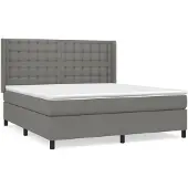 vidaXL Letto a molle con materasso grigio scuro 180x200 cm in tessuto