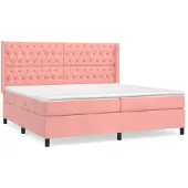 vidaXL Letto a molle con materasso rosa 200x200 cm in velluto
