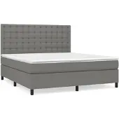 vidaXL Letto a molle con materasso grigio scuro 180x200 cm in tessuto