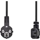 Nedis Cavo Di Alimentazione Cegl10020bk100 Power M-iec-320-c13 Angolare Nichelato 10 M